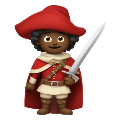 canela musketeer with red shoulder medieval cape and sword sticker