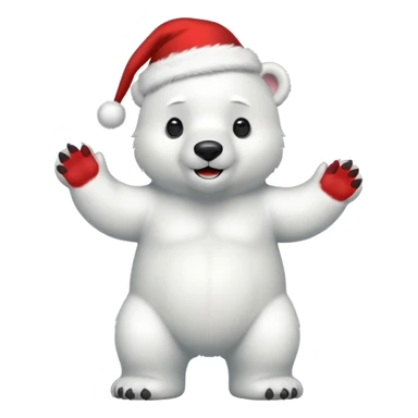 full body polar bear with christmas hat on sticker