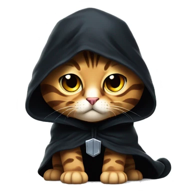 Bengal cat styled like Emperor Palpatine in the 'unlimited power' scene. a menacing expression, dark cloak, and lightning bolts coming out of its paws. intense eyes and powerful gestures sticker
