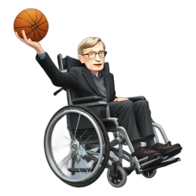 stephen hawking in rocket wheelchair slam dunking basketball sticker