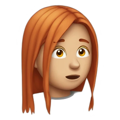Long straight Redhair girl crying sticker