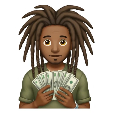 Man with dreads and cash sticker