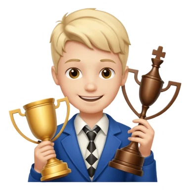 Kid with trophy, Chess club. sticker