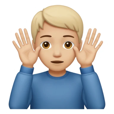 Covering the face with hands and peeping through your finger sticker