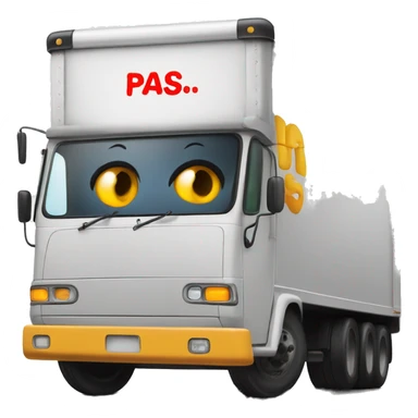 Boxtruck with letters "PGS” on the side sticker