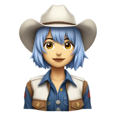Rei ayanami in a cowboy costume, teen, full body. Only front view, no expression on the face sticker