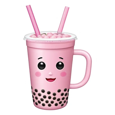 Pink mug with bubble tea sticker