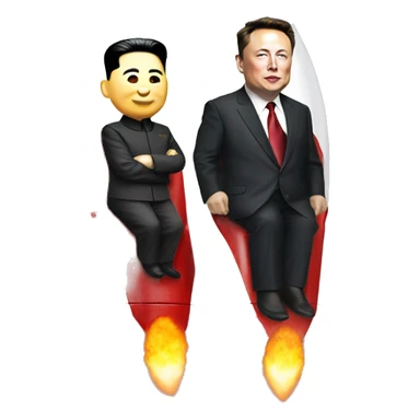 Kim Jong-un and Elon Musk are sitting on a rocket sticker