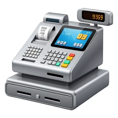 retail cash register with display and buttons sticker