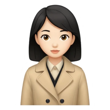 asian young woman black-haired in beige coat sticker