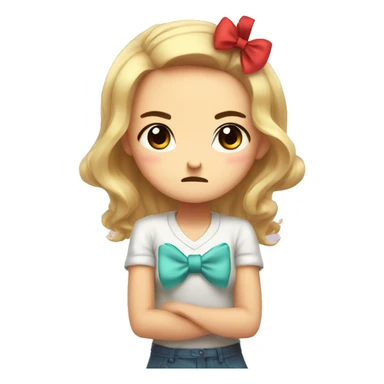 cute animted kawaii girl wth a bow in er hair being angry sticker