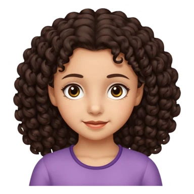 10 year old girl, morena, dark brown curly hair, smirking expression, big eyes sticker