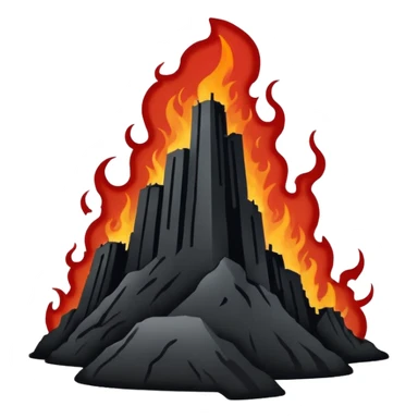 Minimalist emoji-style sticker of a silhouette of the Hollywood hill with ruined “HELLWOOD” sign, smoke and flickering flames in desaturated red

 sticker