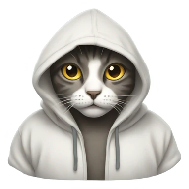 Cat wearing a big hoodie sticker