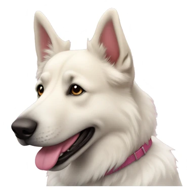 a white shepherd chow mix dog with a pink nose, smiling  sticker
