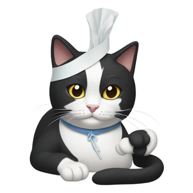 Tuxedo cat in a bandage sticker