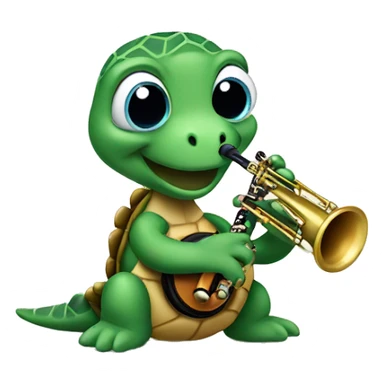 turtle playing the clarinet sticker