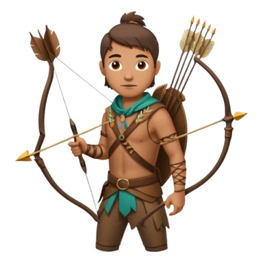The classic hunter image with a bow and arrow on his back, dressed in brown with some animal made decorations sticker