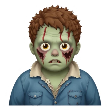 a zombie boy with brown curly hair and a fat double chin sticker