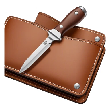 Leatherworking icon, piece of raw leather being crafted into a leather wallet or belt with engraving, professional tools like leather stitching awl, edge beveler, hammer, prying tool, minimalistic style, clean lines, transparent background. sticker