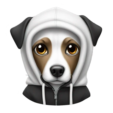 White and black dog in a hoodie sticker