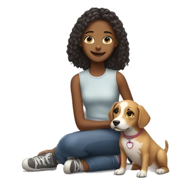 girl with dog indoors sticker