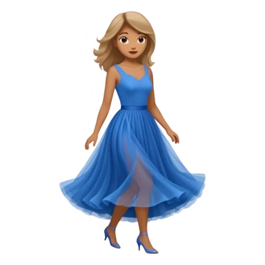 blue dress, isolated, tulle skirt sticker