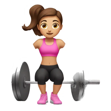 Brown hair girl doing squats at the gym with pink clothes sticker