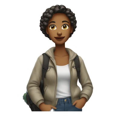 young woman tourist in a big city sticker