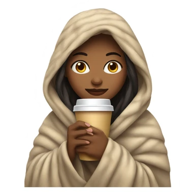 Girl wrapped in blanket sipping coffee sticker