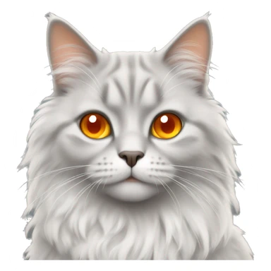 Light grey fluffy cat with orange eyes  sticker