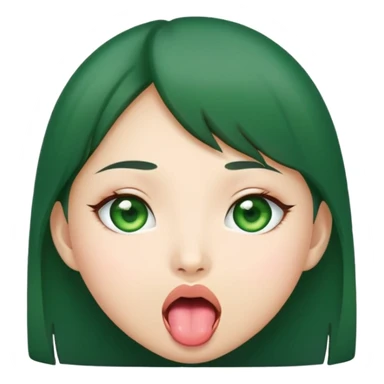 Asian girl with green eyes sticking out tongue sticker