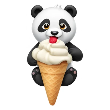 Panda eating an ice cream cone  sticker