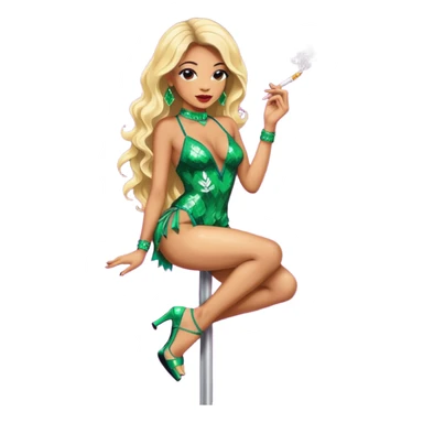 Light skin Exotic dancer on stripper pole smoking weed sticker