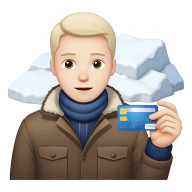 Man mit Bank Karte in der Hand und vor den ein Haufen Schnee  sticker