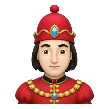 lord farquad avec un chapeau rouge plat sur le dessus, il a un vêtement rouge avec des manches bouffantes sticker