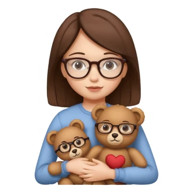  girl with single teddy bear she is wearing glasses bear without glasses  sticker