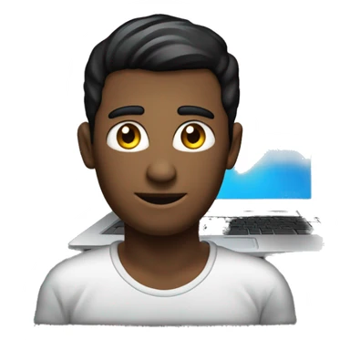 Homem atrás laptop escondendo o rosto com o capuz preto e olhos brancos no fundo preto sticker