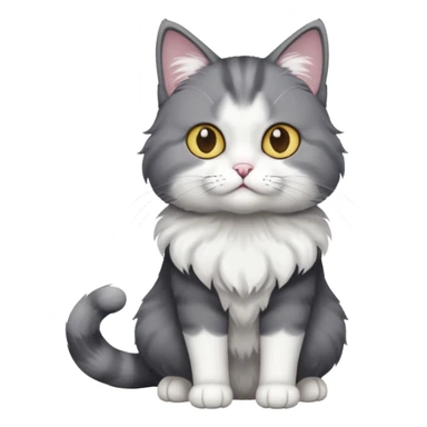 full body dark grey and white cat with white front legs sticker