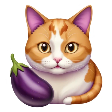 Cat eating a eggplant  sticker