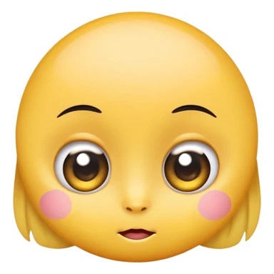 round yellow typically emoji but with big eyes, long eyelashes and a lot of blush like ashamed but in a good way sticker