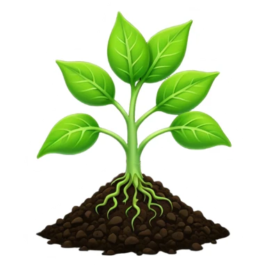 A two-leaf green sprout standing on soil sticker