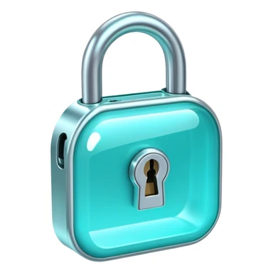 Holographic and glassmorphic turquoise lock sticker