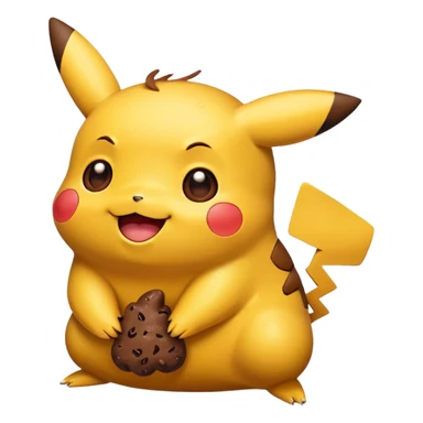 cartoon Pikachu with poop emoji sticker