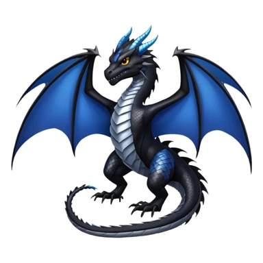 Darkstalker the NightWing dragon from Wings of Fire, black dragon with a regal expression, silver scales along the wings sticker