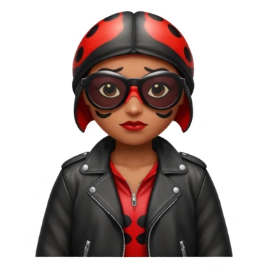a badass villain ladybug beetle thug with sunglasses and a leather jacket sticker