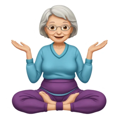 mulher idosa com as pernas cruzadas e maos em cima da pelve  sticker