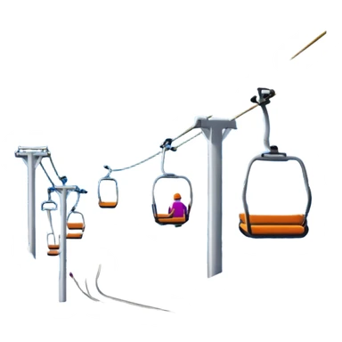 ski resort with snow-covered mountains and skier, ski lift scene sticker