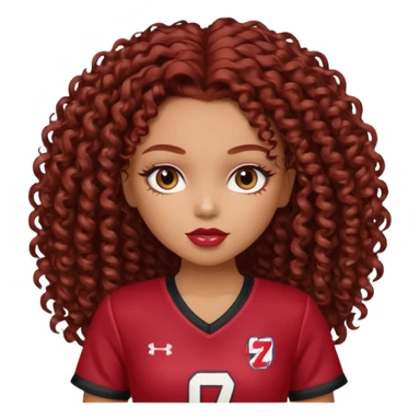 a pretty bratz dusky girl with dark red curly hair and a jersey on sticker