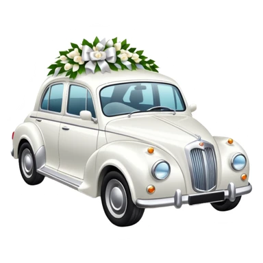 Luxury car with wedding decorations, in profile sticker
